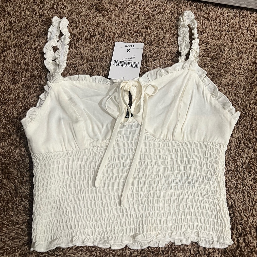 Forever 21 White Ruffled Crop Top